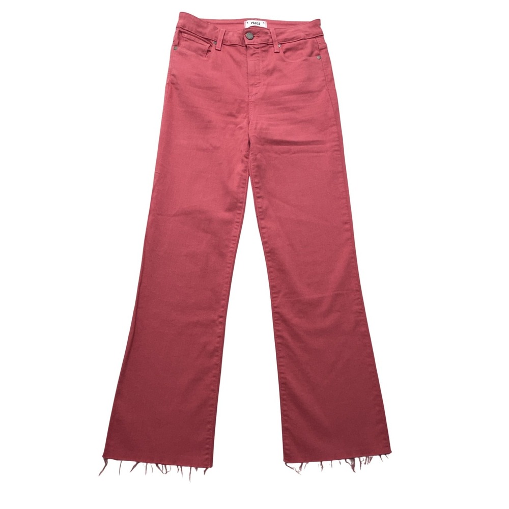 Paige Relaxed Rory Crop Jeans Womens 27 Racing Rose Pink High Rise 29x27 Raw Hem
